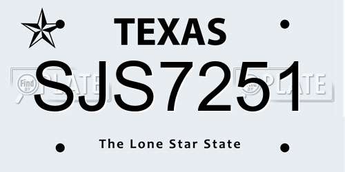 SJS7251 Texas License Plate