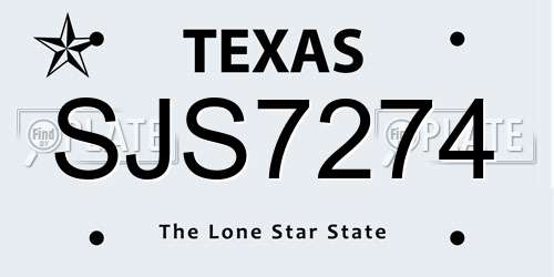 SJS7274 Texas License Plate