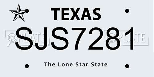 SJS7281 Texas License Plate