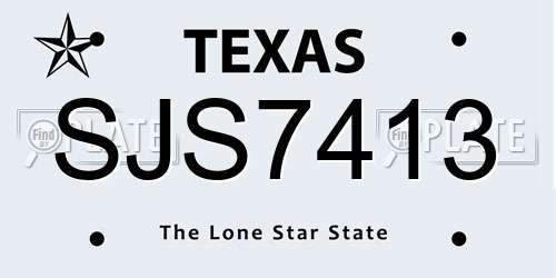 SJS7413 Texas License Plate