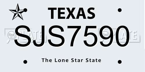 SJS7590 Texas License Plate