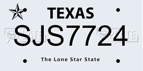 SJS7724 Texas License Plate