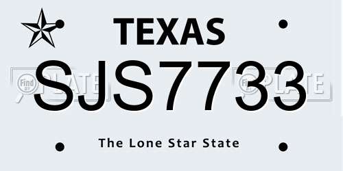 SJS7733 Texas License Plate