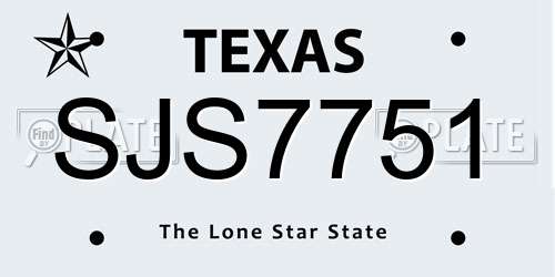 SJS7751 Texas License Plate