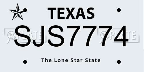 SJS7774 Texas License Plate