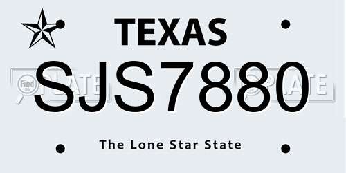 SJS7880 Texas License Plate