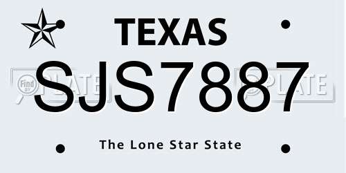 SJS7887 Texas License Plate