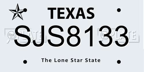 SJS8133 Texas License Plate