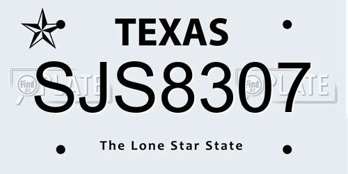 SJS8307 Texas License Plate