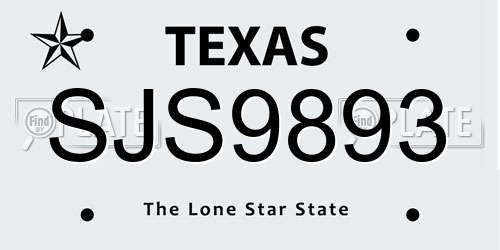 SJS9893 Texas License Plate