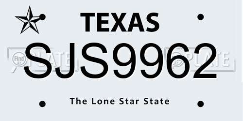 SJS9962 Texas License Plate