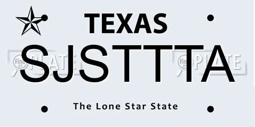 SJSTTTA Texas License Plate