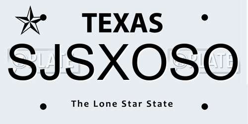 SJSXOSO Texas License Plate