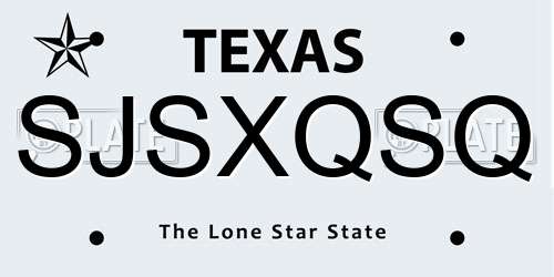 SJSXQSQ Texas License Plate