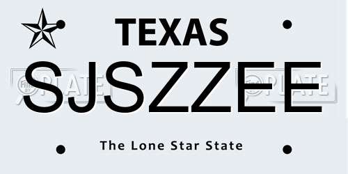 SJSZZEE Texas License Plate