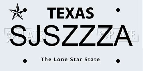 SJSZZZA Texas License Plate