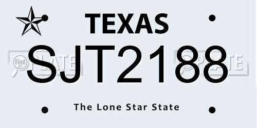 SJT2188 Texas License Plate