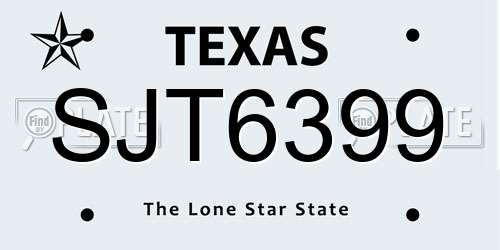 SJT6399 Texas License Plate