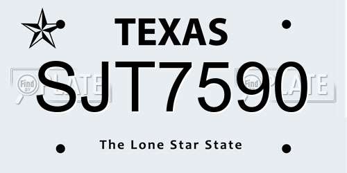 SJT7590 Texas License Plate