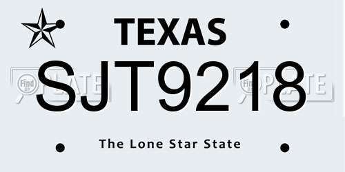 SJT9218 Texas License Plate