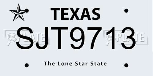 SJT9713 Texas License Plate