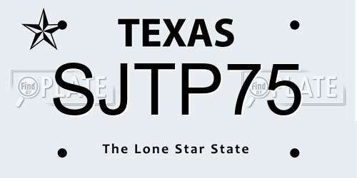 SJTP75 Texas License Plate