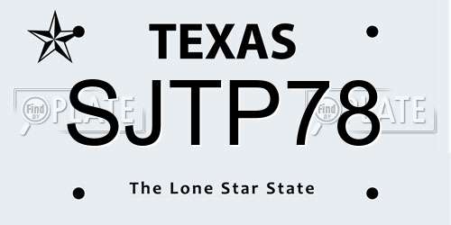 SJTP78 Texas License Plate