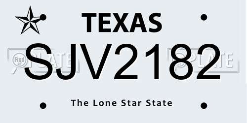 SJV2182 Texas License Plate