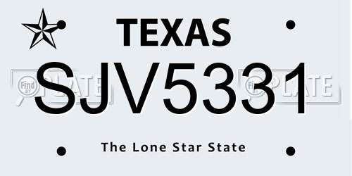 SJV5331 Texas License Plate