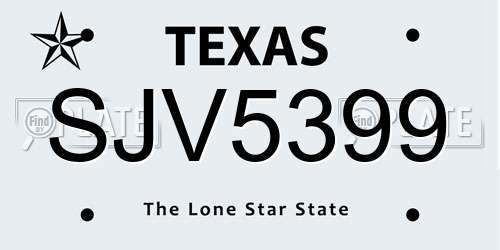 SJV5399 Texas License Plate