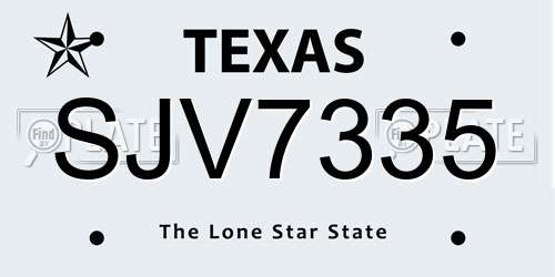 SJV7335 Texas License Plate
