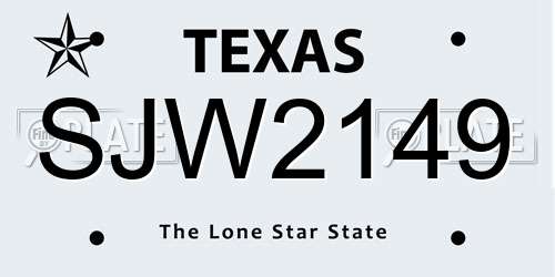 SJW2149 Texas License Plate