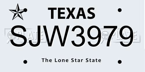 SJW3979 Texas License Plate