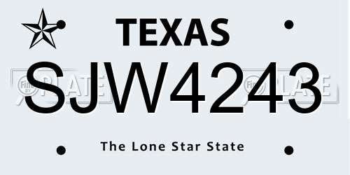 SJW4243 Texas License Plate