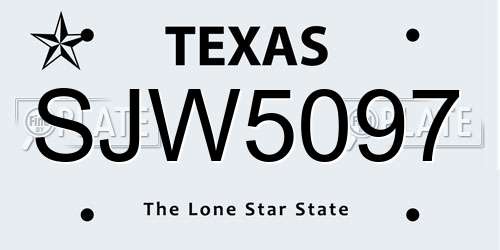 SJW5097 Texas License Plate