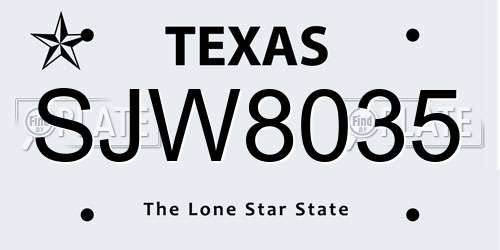 SJW8035 Texas License Plate