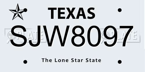 SJW8097 Texas License Plate