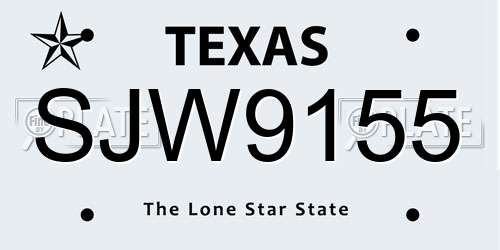 SJW9155 Texas License Plate