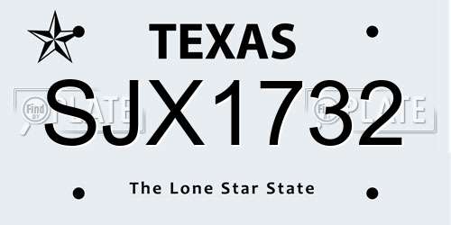 SJX1732 Texas License Plate