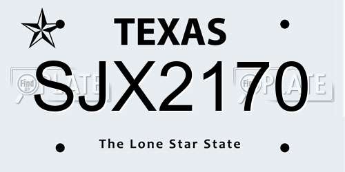 SJX2170 Texas License Plate