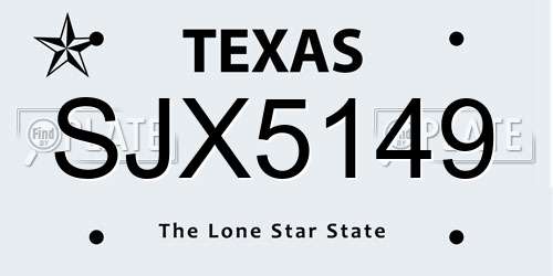SJX5149 Texas License Plate
