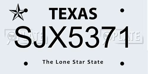 SJX5371 Texas License Plate