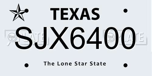 SJX6400 Texas License Plate