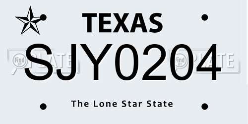 SJY0204 Texas License Plate