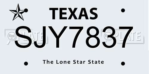 SJY7837 Texas License Plate