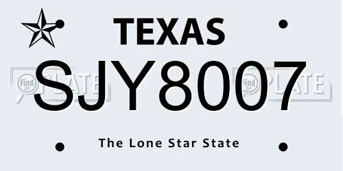 SJY8007 Texas License Plate