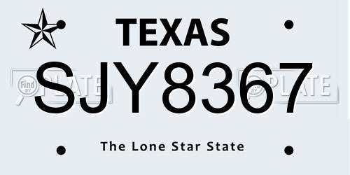 SJY8367 Texas License Plate