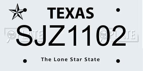 SJZ1102 Texas License Plate