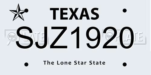 SJZ1920 Texas License Plate