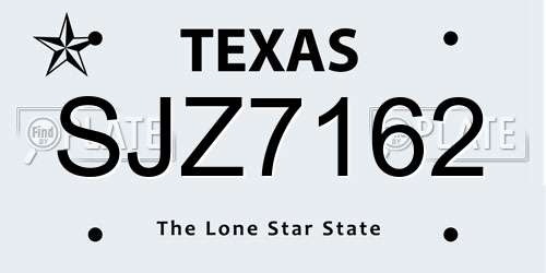 SJZ7162 Texas License Plate